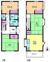 奈良県奈良市神功2丁目(一戸建)の賃貸物件の間取り