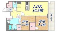 GENOVIA神戸湊川公園1502の間取り