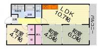 大阪府高石市東羽衣5丁目(マンション)の賃貸物件の間取り