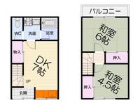 大阪府高石市加茂4丁目(テラスハウス)の賃貸物件の間取り