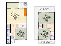 大阪府高石市加茂2丁目(テラスハウス)の賃貸物件の間取り