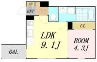 大阪府大阪市東淀川区上新庄3丁目(アパート)の賃貸物件の間取り