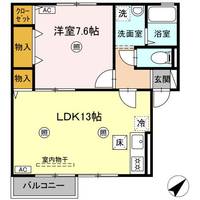 岡山県倉敷市福田町古新田(アパート)の賃貸物件の間取り