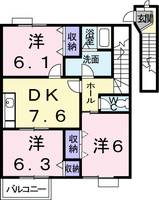 岡山県倉敷市東塚2丁目(アパート)の賃貸物件の間取り