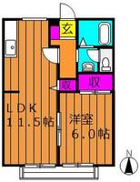 岡山県浅口市金光町占見(アパート)の賃貸物件A202号室の間取り