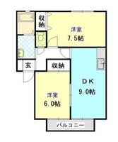 岡山県倉敷市南畝7丁目(アパート)の賃貸物件202号室の間取り