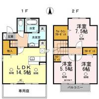 岡山県倉敷市酒津(一戸建)の賃貸物件B-1の間取り