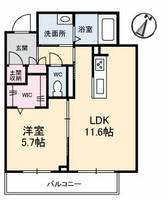 岡山県倉敷市西阿知町(マンション)の賃貸物件202の間取り