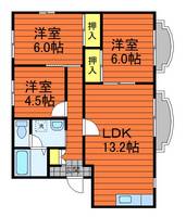 星の郷コーポ C棟201の間取り