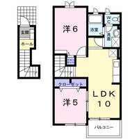 福岡県朝倉郡筑前町新町(アパート)の賃貸物件の間取り