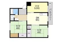 大阪府箕面市瀬川1丁目の賃貸マンションの間取り