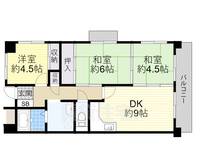 大阪府茨木市畑田町の賃貸マンションの間取り