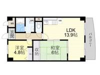 大阪府堺市西区上野芝向ヶ丘町6丁の賃貸マンションの間取り