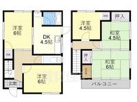 大阪府柏原市国分本町3丁目(一戸建)の賃貸物件の間取り