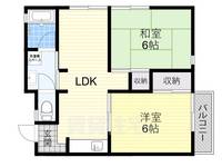 大阪府茨木市東中条町の賃貸マンションの間取り