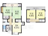 大阪府豊中市豊南町東4丁目(一戸建)の賃貸物件の間取り
