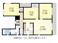 愛知県名古屋市瑞穂区豊岡通3丁目の賃貸マンションの間取り