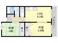 大阪府大阪市住吉区帝塚山西2丁目の賃貸マンションの間取り