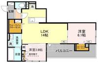 大阪府東大阪市末広町の賃貸アパートの間取り