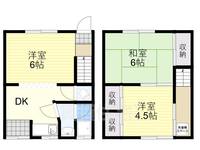 大阪府茨木市主原町の賃貸テラスハウスの間取り
