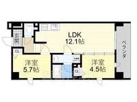 大阪府堺市堺区中之町東3丁の賃貸マンションの間取り