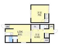 大阪府大阪市東住吉区照ケ丘矢田2丁目(一戸建)の賃貸物件の間取り