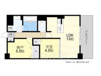 大阪府高槻市大手町の賃貸マンションの間取り