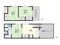 大阪府大阪市東住吉区湯里1丁目(一戸建)の賃貸物件の間取り