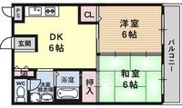 京都府京都市西京区大枝東長町の賃貸マンションの間取り