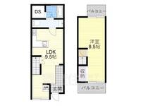 大阪府松原市東新町5丁目の賃貸テラスハウスの間取り