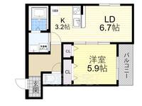 大阪府八尾市教興寺3丁目の賃貸マンションの間取り