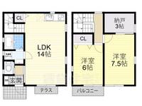 大阪府堺市堺区旭通(一戸建)の賃貸物件の間取り