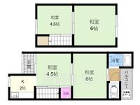 京都府京都市右京区太秦北路町(一戸建)の賃貸物件の間取り