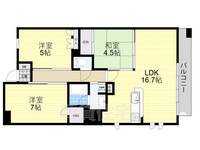 大阪府吹田市山田西4丁目の賃貸マンションの間取り