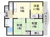 大阪府東大阪市箕輪2丁目の賃貸マンションの間取り