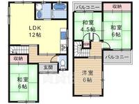 大阪府富田林市若松町4丁目(一戸建)の賃貸物件1の間取り