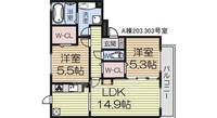 大阪府泉大津市東雲町の賃貸アパートの間取り
