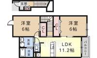大阪府堺市中区福田の賃貸アパートの間取り