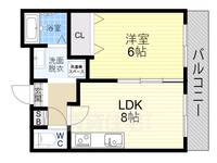 大阪府大阪市東住吉区湯里5丁目の賃貸アパートの間取り