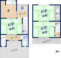 大阪府東大阪市上六万寺町(一戸建)の賃貸物件4の間取り