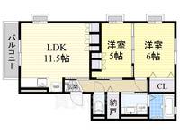 大阪府堺市北区北花田町3丁の賃貸アパートの間取り