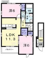 大阪府堺市南区野々井の賃貸アパートの間取り