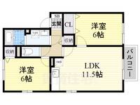 大阪府豊中市春日町3丁目の賃貸アパートの間取り