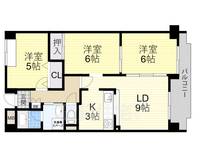 大阪府茨木市南安威2丁目の賃貸マンションの間取り
