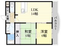 大阪府東大阪市箕輪2丁目の賃貸マンションの間取り