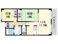 大阪府藤井寺市林2丁目の賃貸マンションの間取り