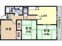 大阪府藤井寺市林2丁目の賃貸マンションの間取り