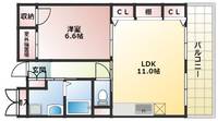 大阪府大阪市西成区鶴見橋1丁目(マンション)の賃貸物件の間取り