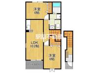 福岡県大川市大字酒見の賃貸アパートの間取り