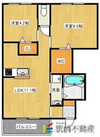 福岡県筑後市大字水田の賃貸アパートの間取り